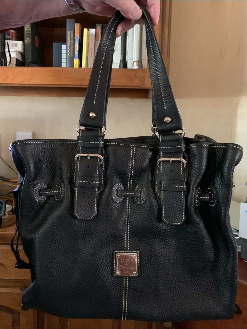 Dooney & Bourke Black Pebbled Leather Medium Chiara Shoulder Bag